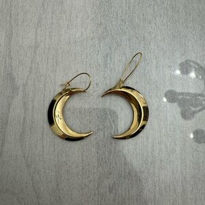 NWOT Ravenstone Dangle Moon Witchy Celestial Earrings in Shiny Gold Finish